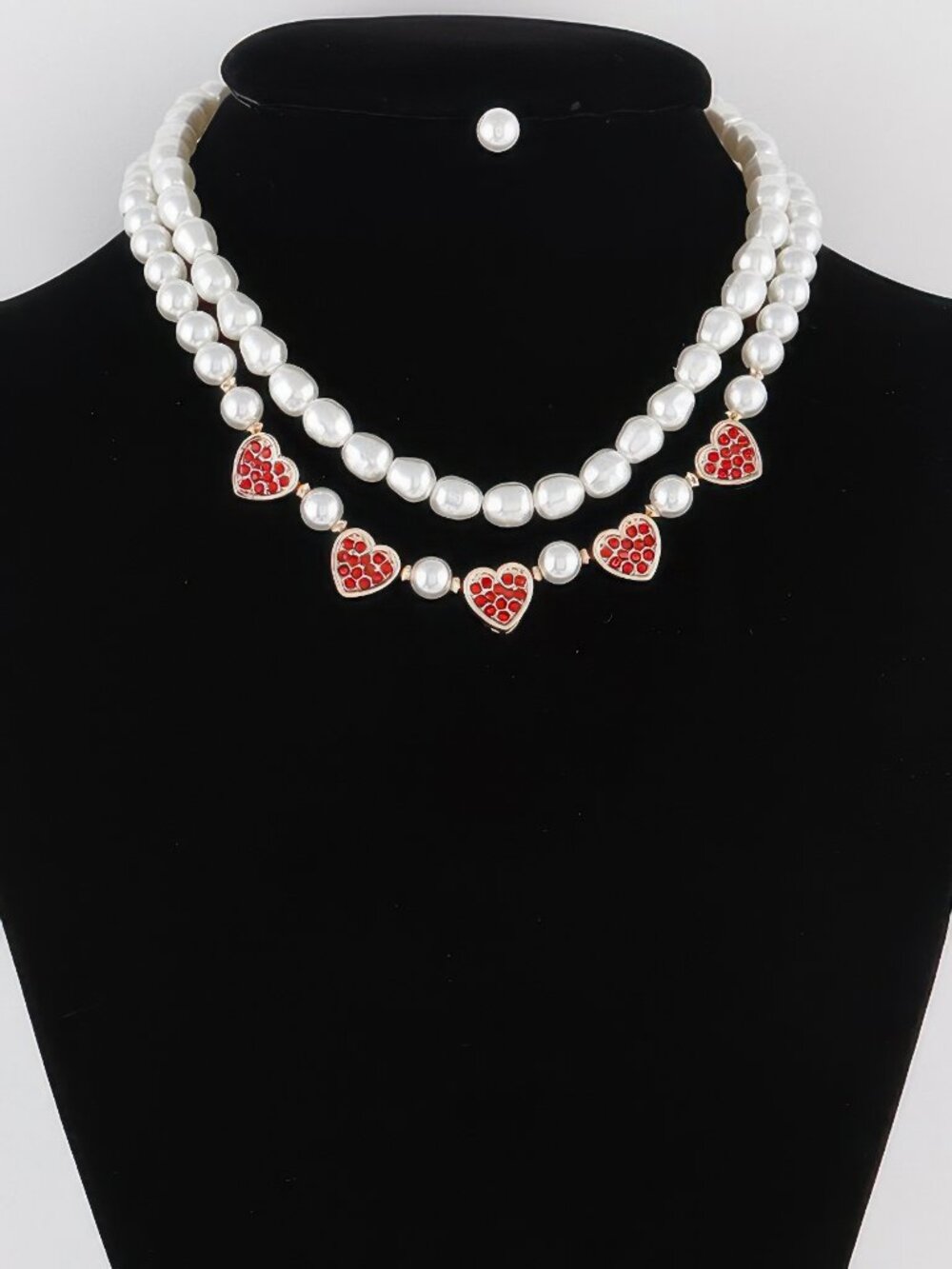 Pearled Heart Charms Necklace